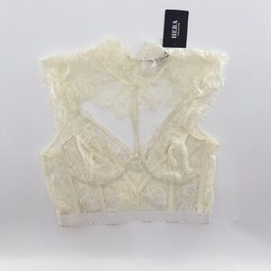 Hera Collection Floral Lace Bustier Ivory Large Romantic Coquette Bridal Corset